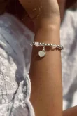 Laundry B Free Spirit Stretch Stacker Bracelet Moon Stone Heart Charm Silver
